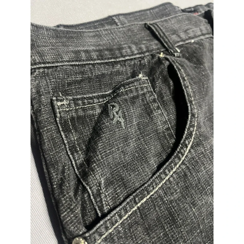 Vintage Y2K Gothic embroidered RED APE baggy jeans wide-leg streetwear 46Wx32L